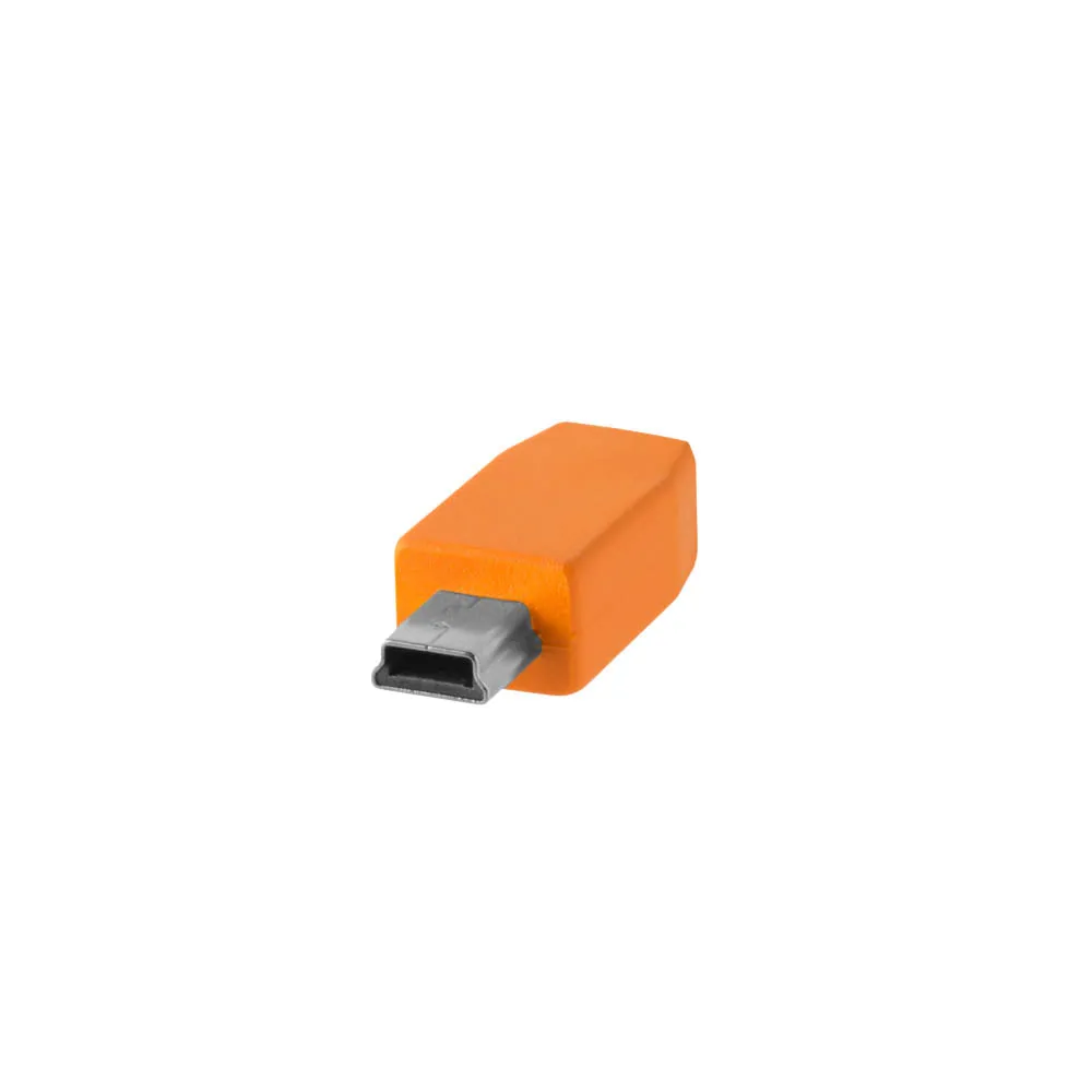 TetherPro 4.6m (15') USB-C to USB 2.0 Mini B Tether Cable (High-Visibility Orange)