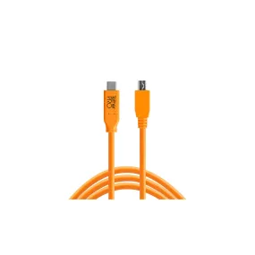 TetherPro 4.6m (15') USB-C to USB 2.0 Mini B Tether Cable (High-Visibility Orange)