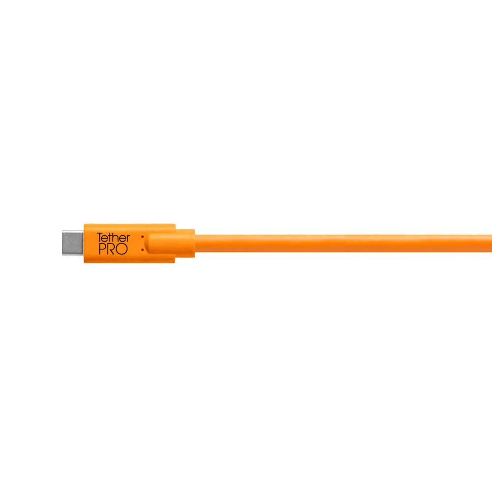 TetherPro 4.6m (15') USB-C to USB 2.0 Mini B Tether Cable (High-Visibility Orange)