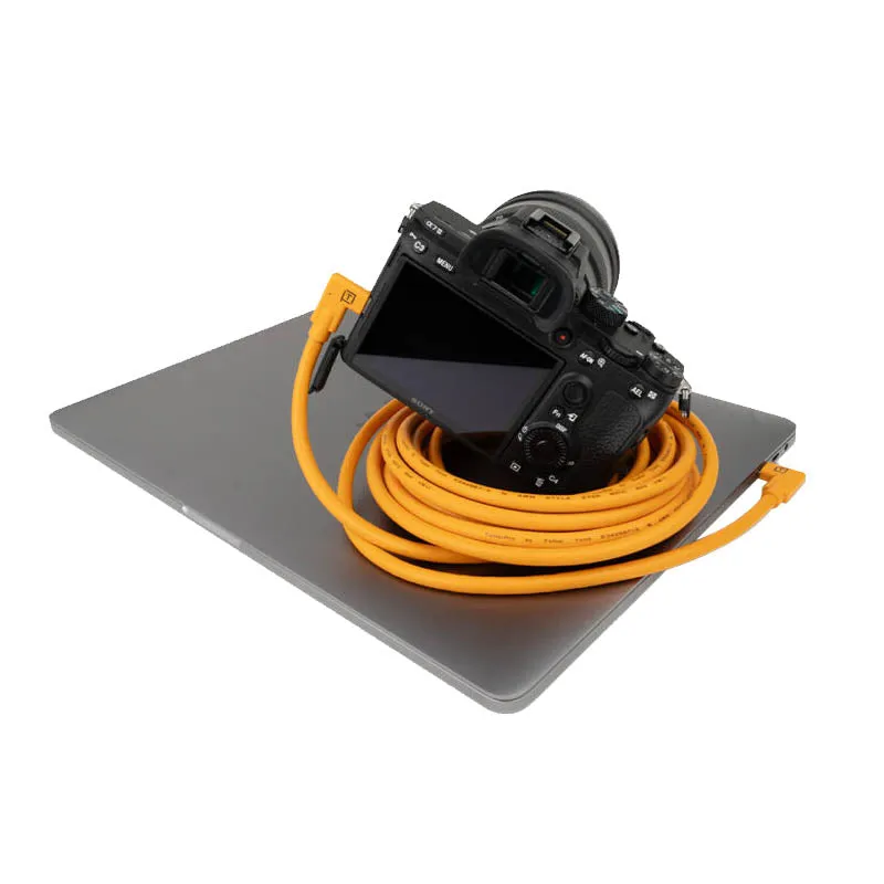 TetherPro 4.6m (15') USB-C to USB-C Right Angle Cable (High-Visibility Orange)