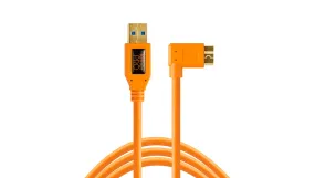 TetherPro USB 3.0 to Micro-B Right Angle, 15ft (4.6m), High-Visibility Orange