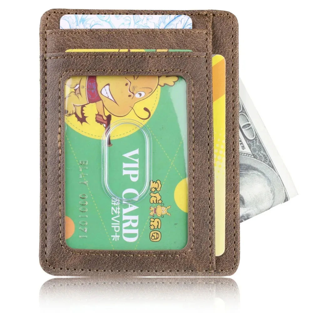THINKTHENDO Slim RFID Blocking Leather Wallet Credit ID Card Holder Purse Money Case for Men Women 2020 Fashion Bag 11.5x8x0.5cm