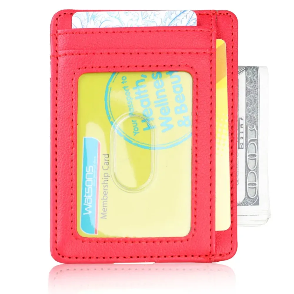 THINKTHENDO Slim RFID Blocking Leather Wallet Credit ID Card Holder Purse Money Case for Men Women 2020 Fashion Bag 11.5x8x0.5cm