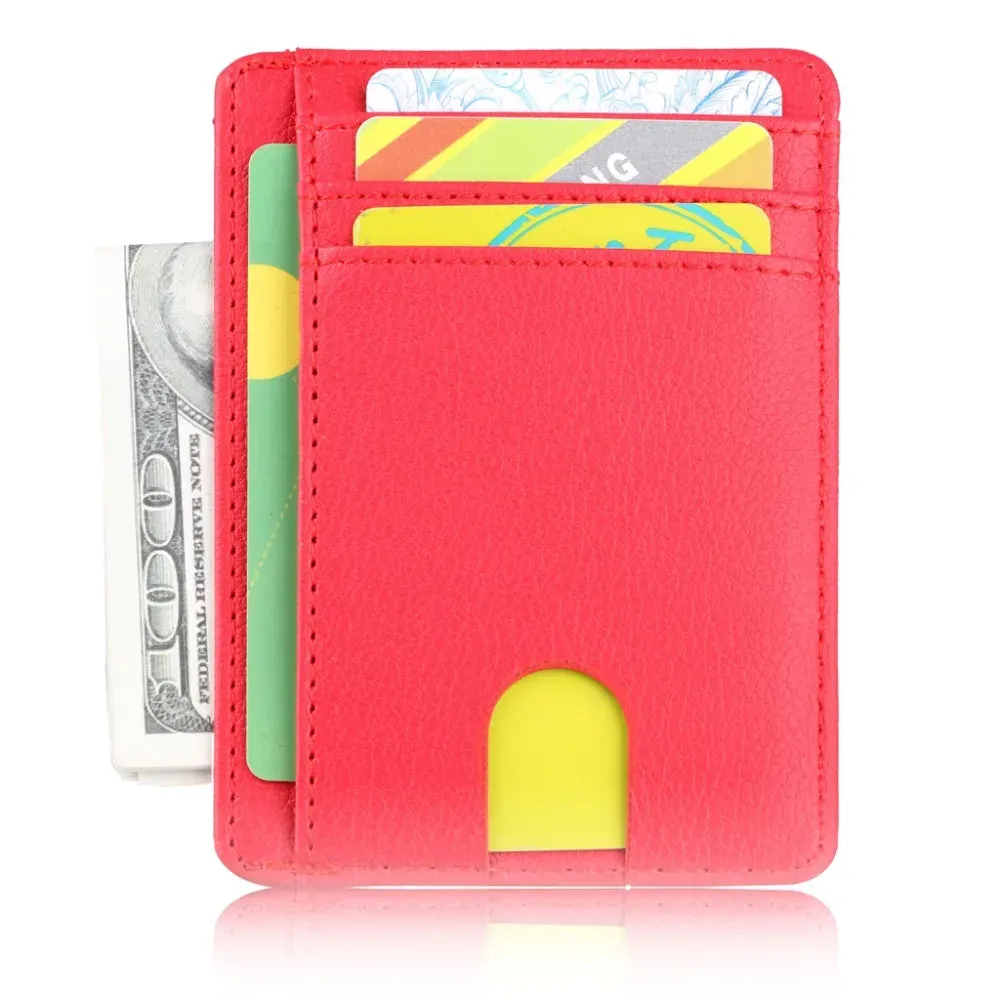 THINKTHENDO Slim RFID Blocking Leather Wallet Credit ID Card Holder Purse Money Case for Men Women 2020 Fashion Bag 11.5x8x0.5cm