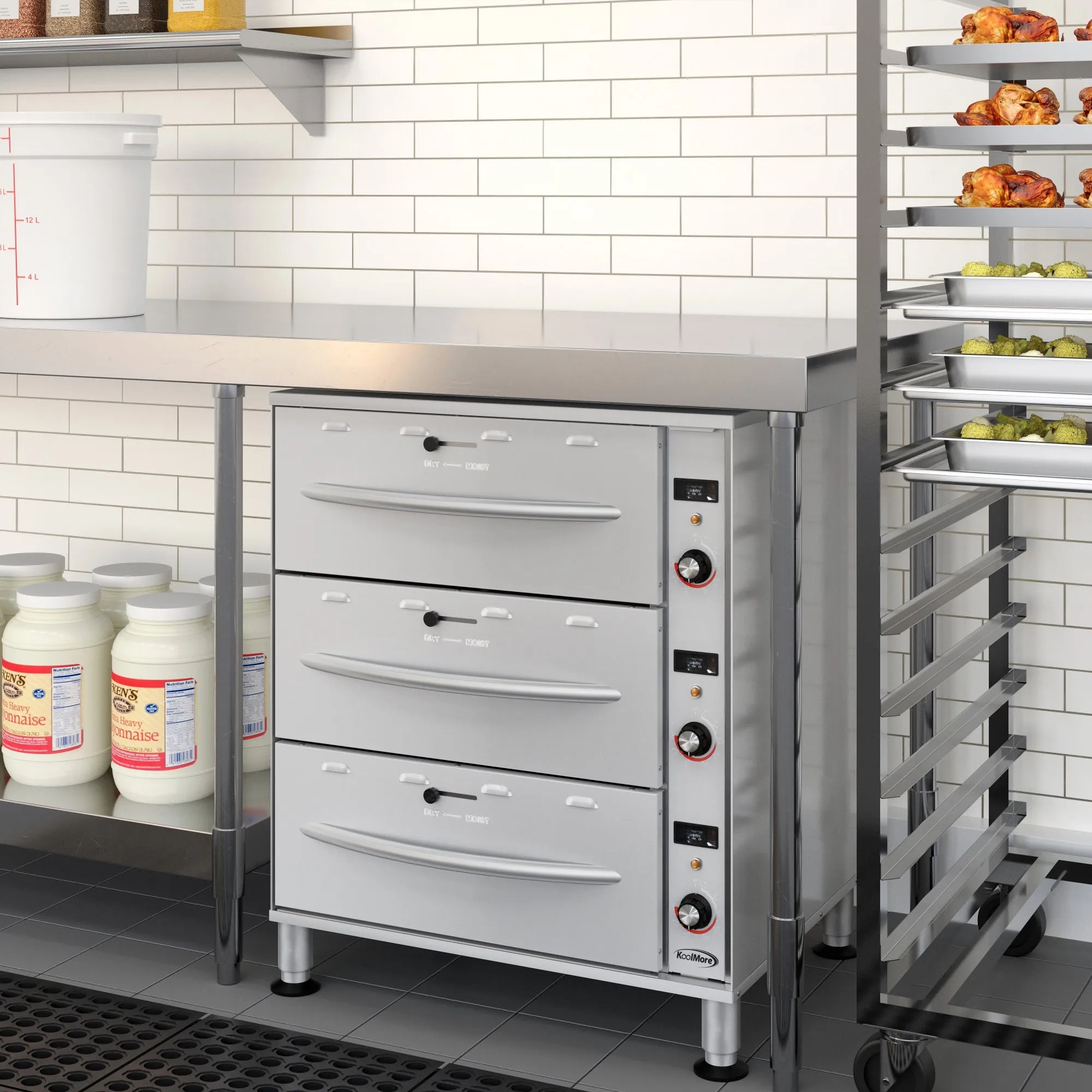 Three-Drawer Commercial Free Standing Warming Drawer in Stainless-Steel (KM-WD-M3)