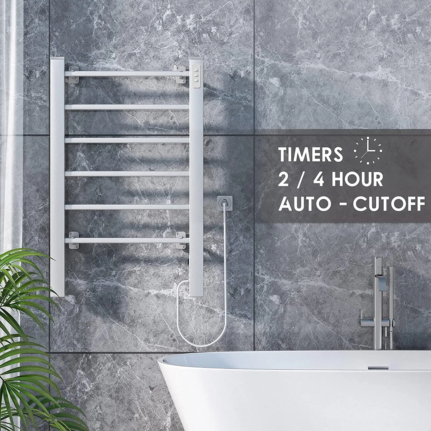 Towel Warmer 2-in-1, with Built-in Timer, Heated Towel Rack, Freestanding & Wall Mounted