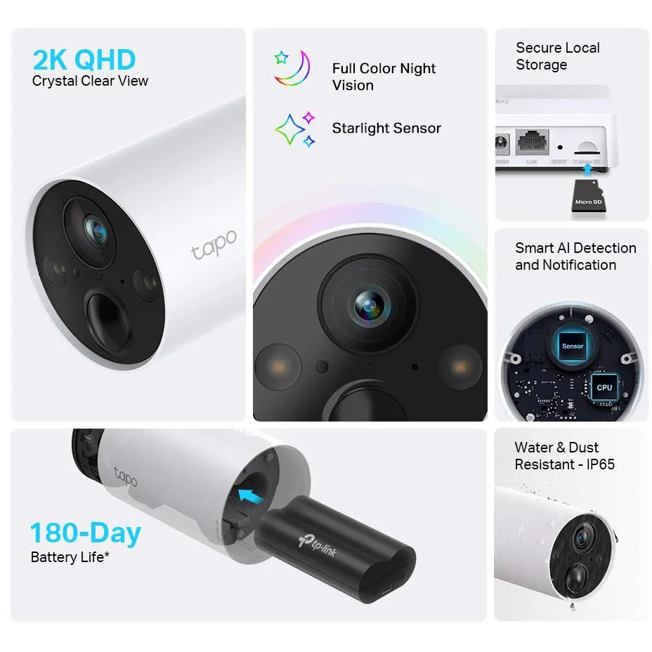 TP-Link Tapo Smart 2K Wire-Free Security Camera System (2 Pack)