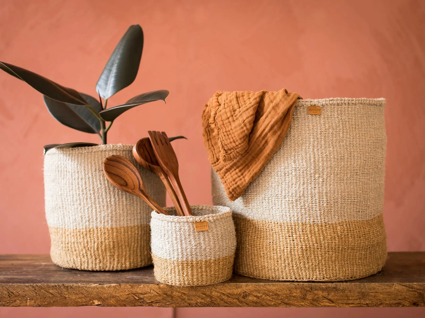 Two Tone Woven Storage Basket - MBILI