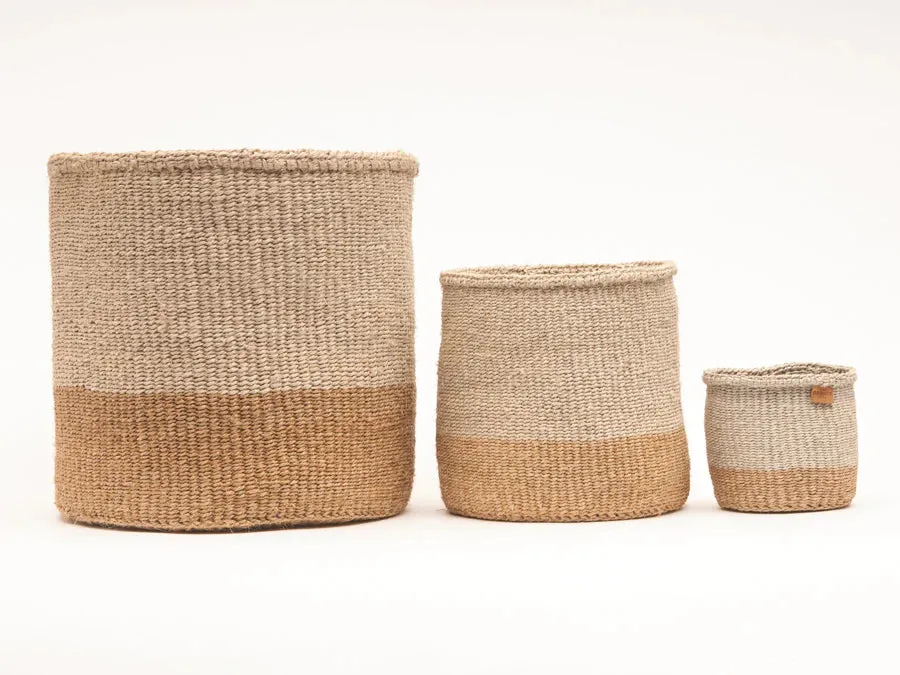 Two Tone Woven Storage Basket - MBILI