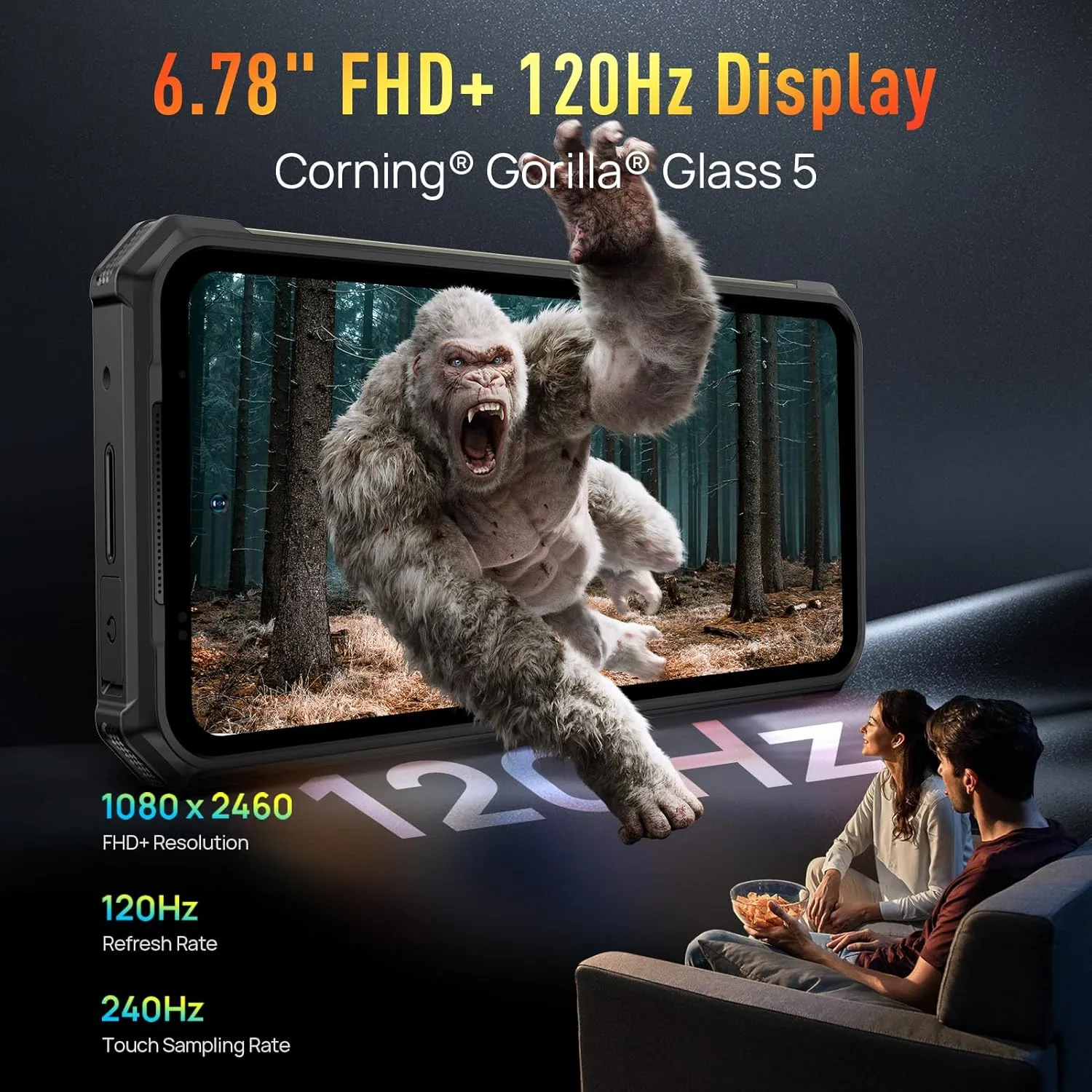 Ulefone Armor 24 Rugged Smartphone – 22000mAh Battery, 66W Fast Charging, 24GB RAM   256GB/2TB Storage, Android 14, 64MP   64MP Night Vision, 120Hz 6.78" Corning Gorilla Glass, 4G, 3-Card Slot, Built-in LED Light, Waterproof