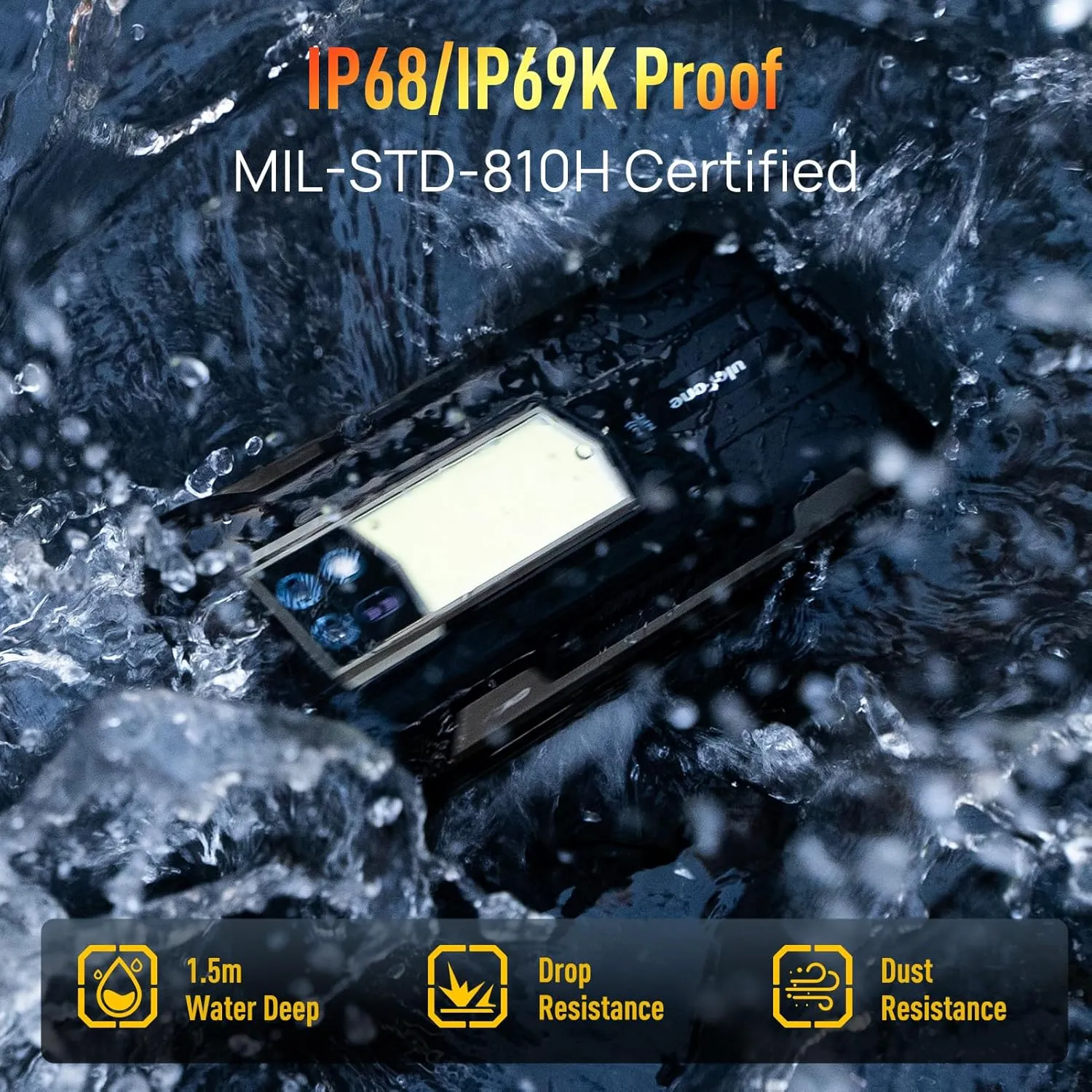 Ulefone Armor 24 Rugged Smartphone – 22000mAh Battery, 66W Fast Charging, 24GB RAM   256GB/2TB Storage, Android 14, 64MP   64MP Night Vision, 120Hz 6.78" Corning Gorilla Glass, 4G, 3-Card Slot, Built-in LED Light, Waterproof