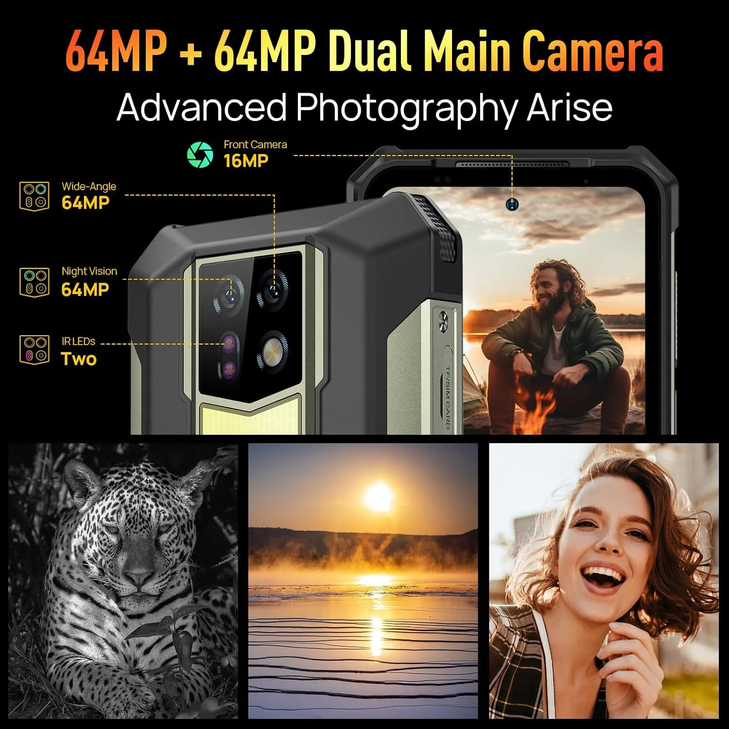 Ulefone Armor 24 Rugged Smartphone – 22000mAh Battery, 66W Fast Charging, 24GB RAM   256GB/2TB Storage, Android 14, 64MP   64MP Night Vision, 120Hz 6.78" Corning Gorilla Glass, 4G, 3-Card Slot, Built-in LED Light, Waterproof