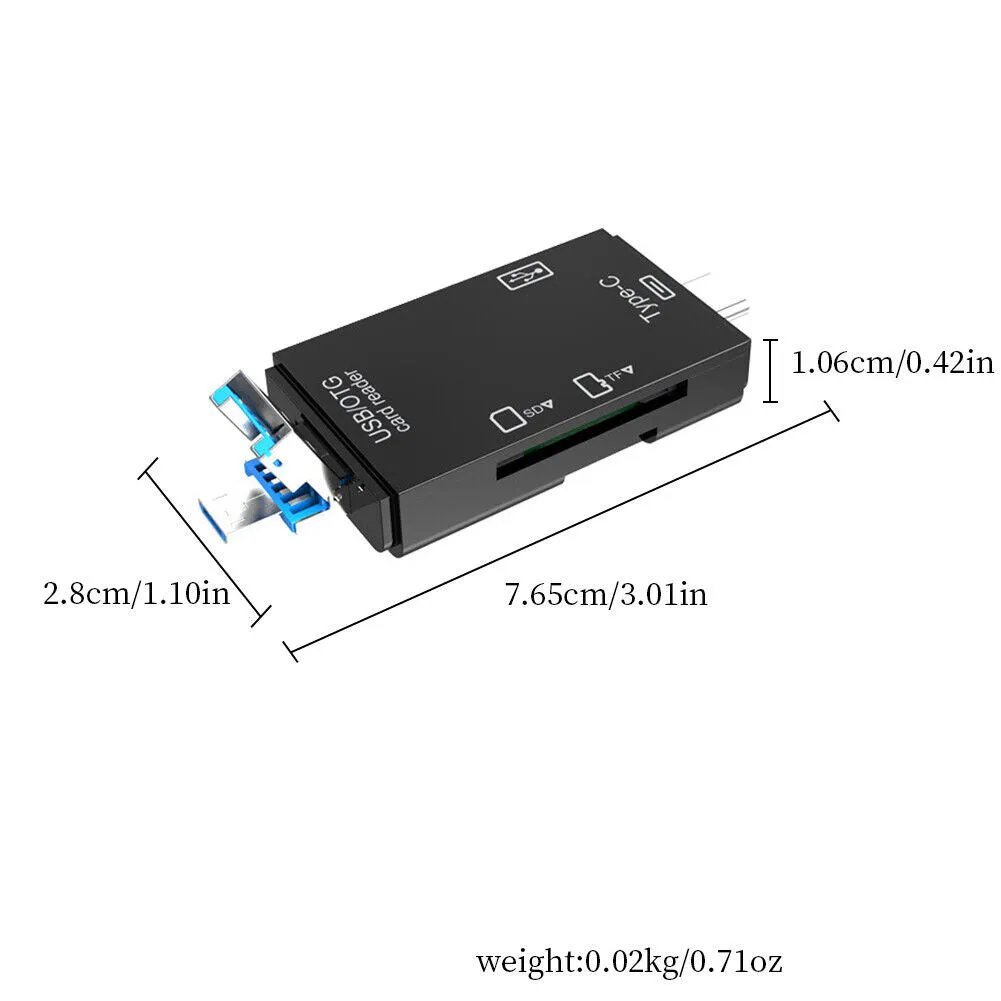 US 1-2 Pc USB 3.0 6 in 1 Card Reader TF SD Card USB C OTG For Android Phone PC