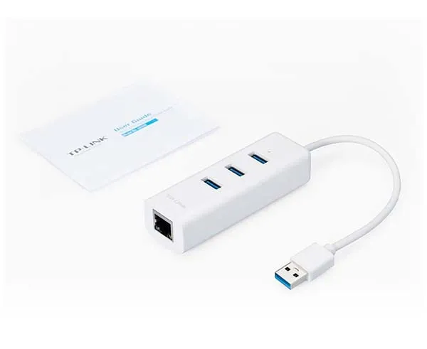 USB 3.0 3-Port Hub & Gigabit Ethernet Adapter 2 in 1 USB Adapter