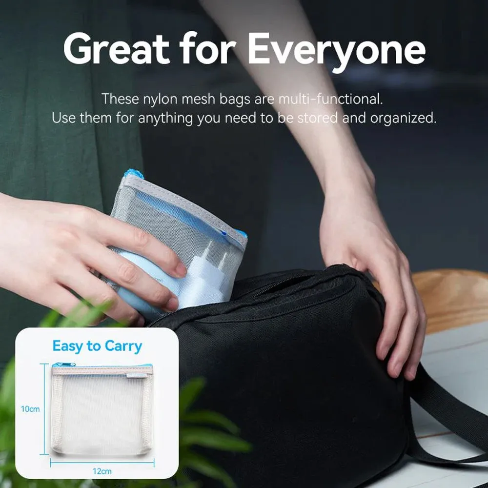 Vention 10 x 12 cm Electronic Accessories Personal Nylon Mesh Storage Bag with Pack of 2 / 4 / 6 for Power Adapter, Charging Data Cables, USB Hub, Flash Drives, SD/TF Memory Cards, Cosmetics | KREH0