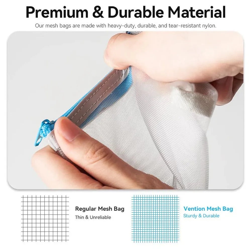 Vention 10 x 12 cm Electronic Accessories Personal Nylon Mesh Storage Bag with Pack of 2 / 4 / 6 for Power Adapter, Charging Data Cables, USB Hub, Flash Drives, SD/TF Memory Cards, Cosmetics | KREH0