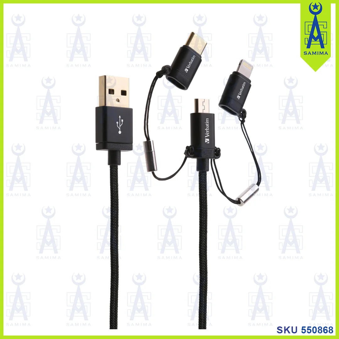 VERBATIM 3-in-1 microUSB / Lightning / Type C to USB-A Cable 65385