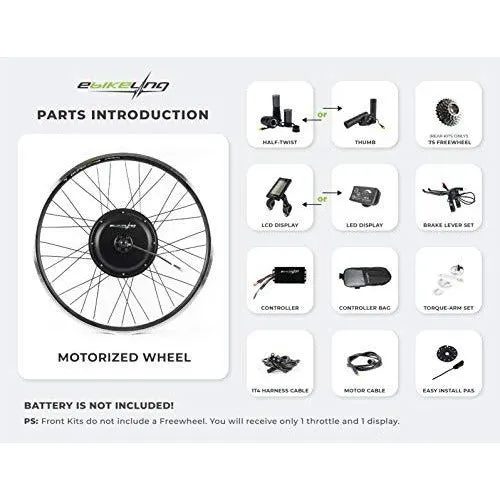 Waterproof Electric Bike 48V 1200W 700C Conversion Kit (Rear/LCD/Twist)