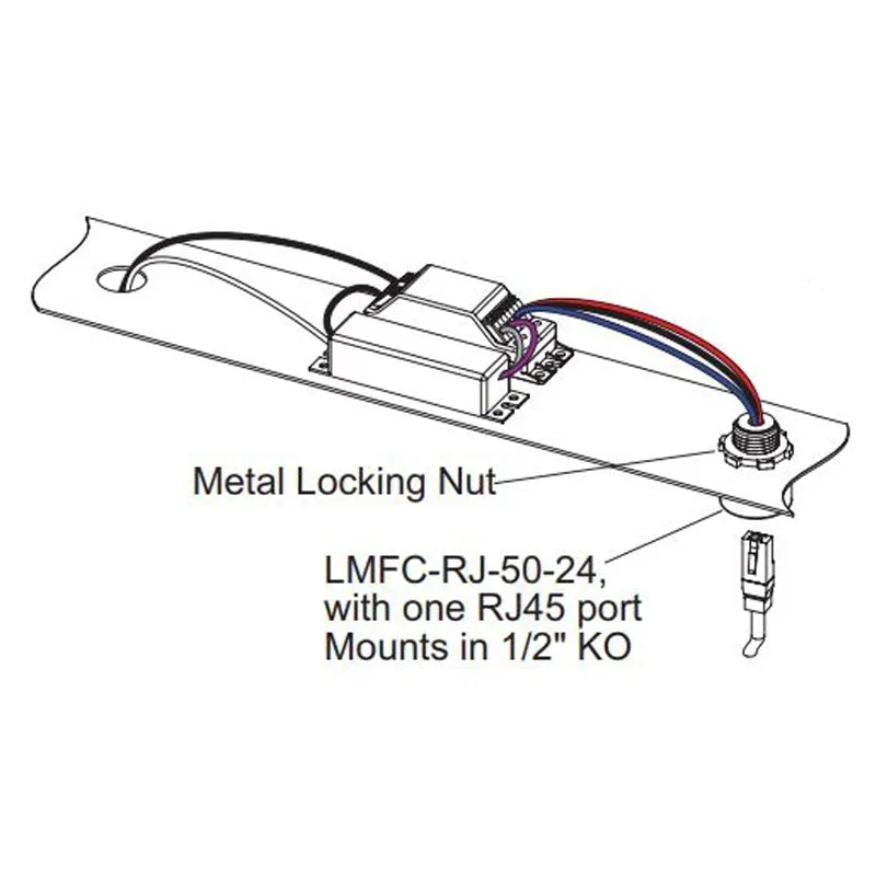 Wattstopper LMFC-RJ-50-24 DLM Dual cable connector for LMFC fixture integrated load controller with 1/2" KO
